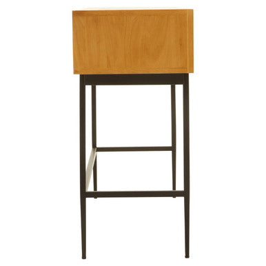Natural Carved Wooden Effect Console Table with 2 Storage Drawer | Jakara