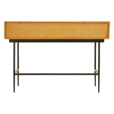 Natural Carved Wooden Effect Console Table with 2 Storage Drawer | Jakara