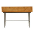 Natural Carved Wooden Effect Console Table with 2 Storage Drawer | Jakara