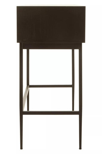 Silver and Black Carved Wooden Effect Console Table with 2 Storage Drawer | Jakara