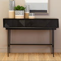 Silver and Black Carved Wooden Effect Console Table with 2 Storage Drawer | Jakara