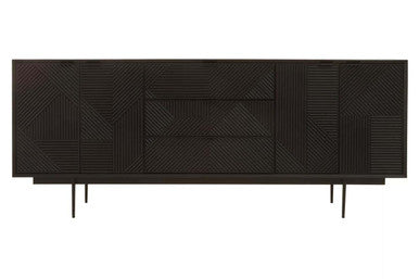Black Finish Sideboard with 4 Doors and 3 Drawers | Jakara