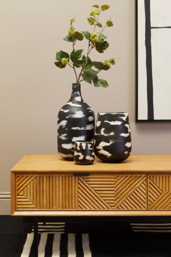 Natural Carved Effect 2-Drawer Coffee Table with Metal Legs | Jakara