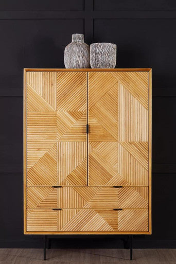 Natural Finish Cabinet with Drawers | Jakara