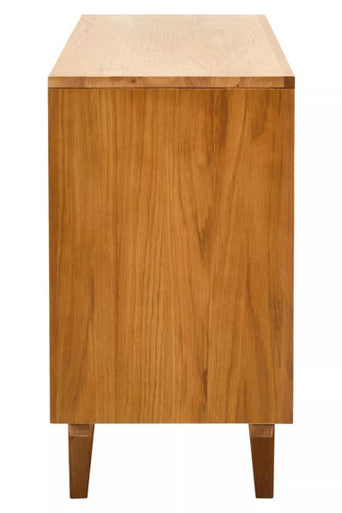 Rattan and Oak Wood 4 Door Sideboard | Lyon