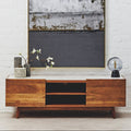 Acacia Wood and White Marble Media Unit | Myan
