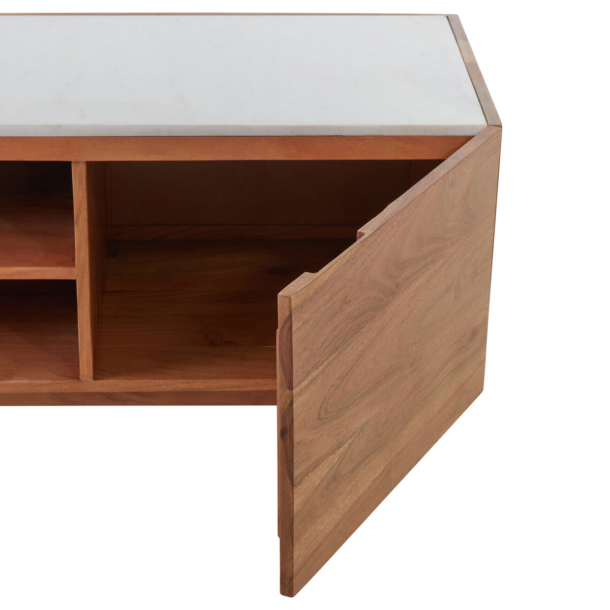 Acacia Wood and White Marble Media Unit | Myan