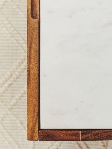 3 Drawer Acacia Wood White Marble Sideboard | Myan