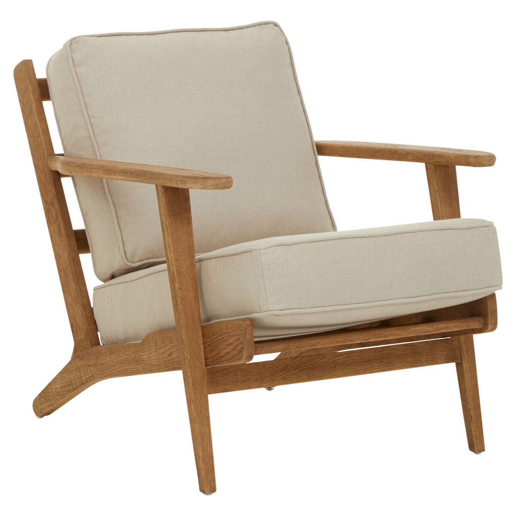 Natural Linen and Oak Wood Armchair | Hector
