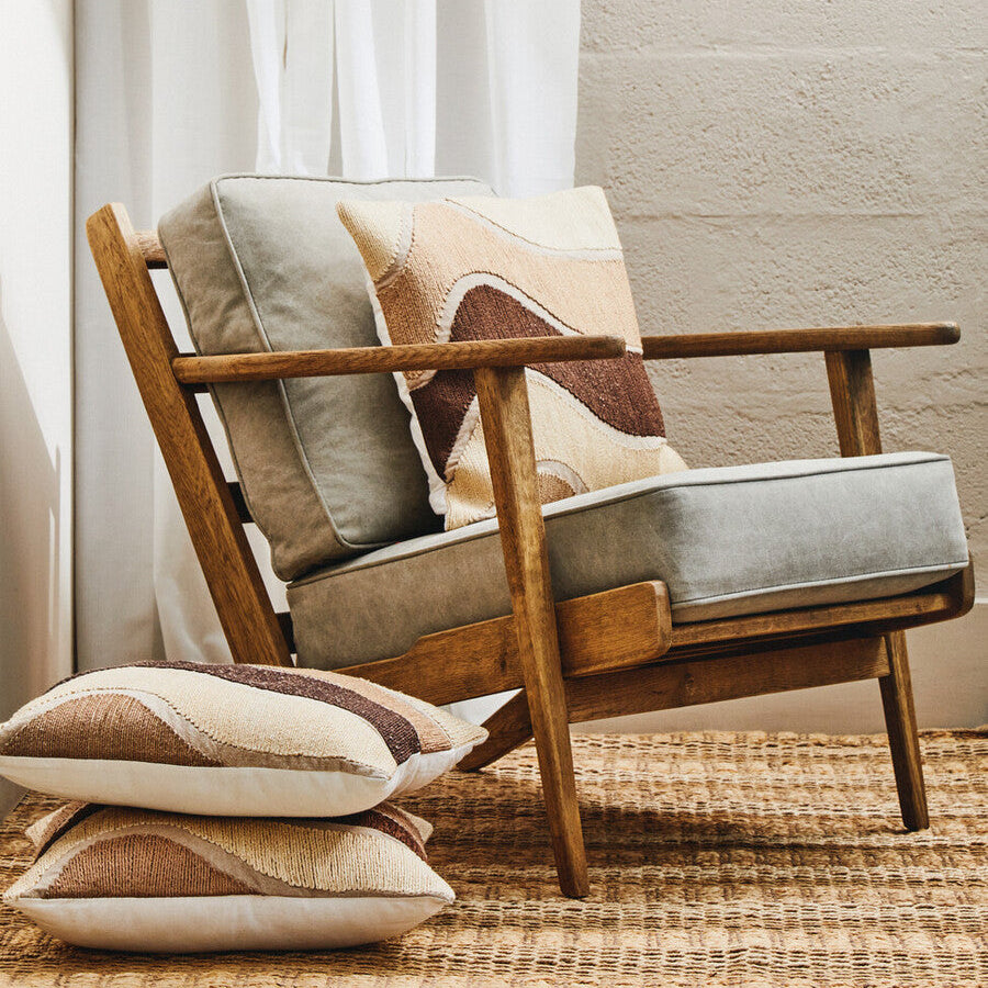Natural Linen and Oak Wood Armchair | Hector