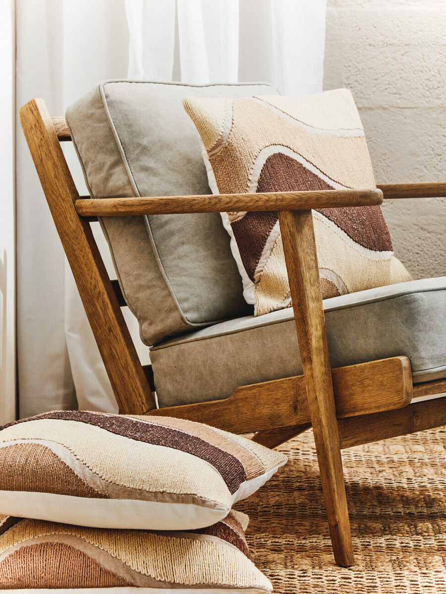 Natural Linen and Oak Wood Armchair | Hector