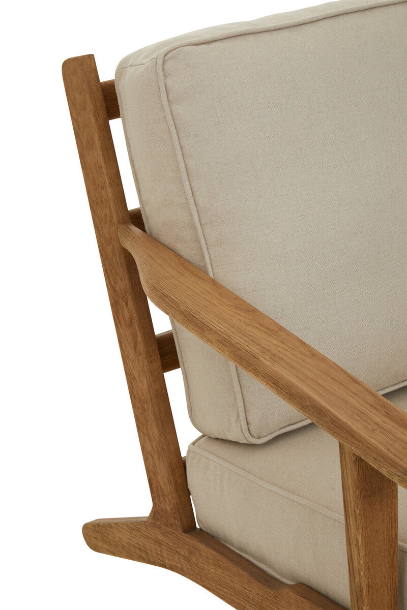 Natural Linen and Oak Wood Armchair | Hector