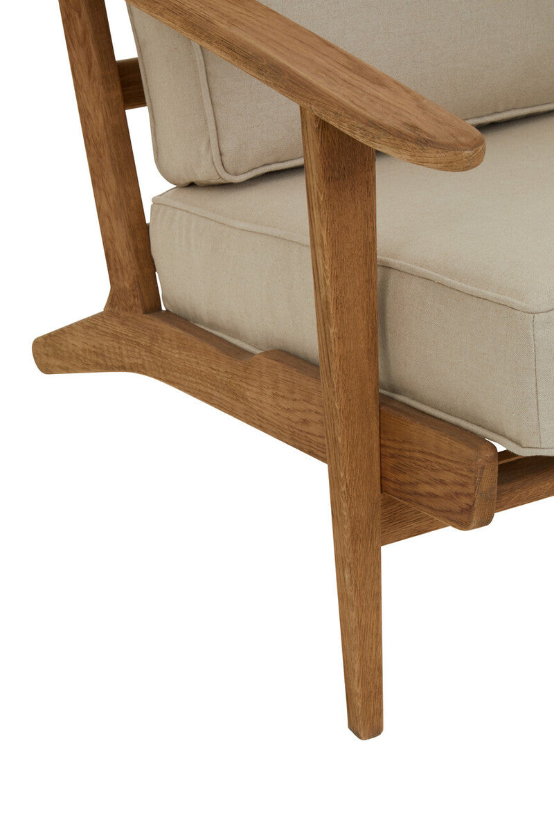 Natural Linen and Oak Wood Armchair | Hector