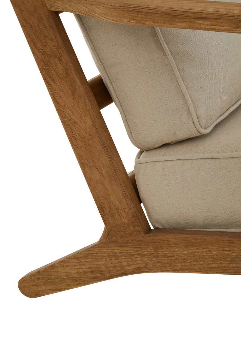 Natural Linen and Oak Wood Armchair | Hector