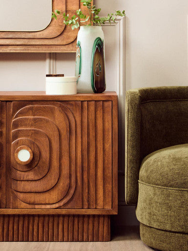 Two Door Mango Wood Carved Sideboard | Sangar