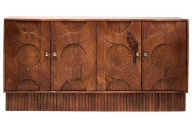 Four Door Mango Wood Hammered Sideboard | Siva