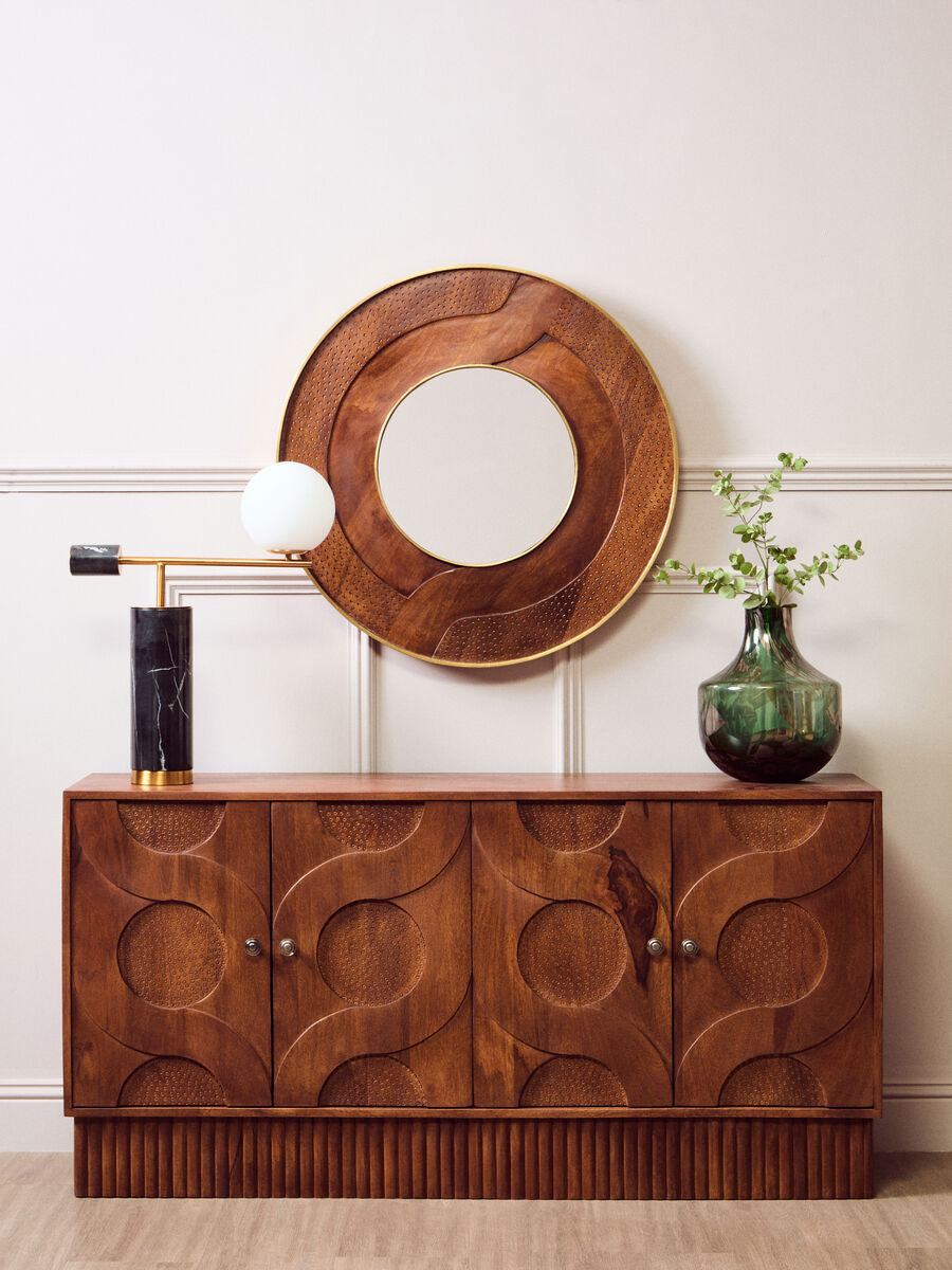 Four Door Mango Wood Hammered Sideboard | Siva